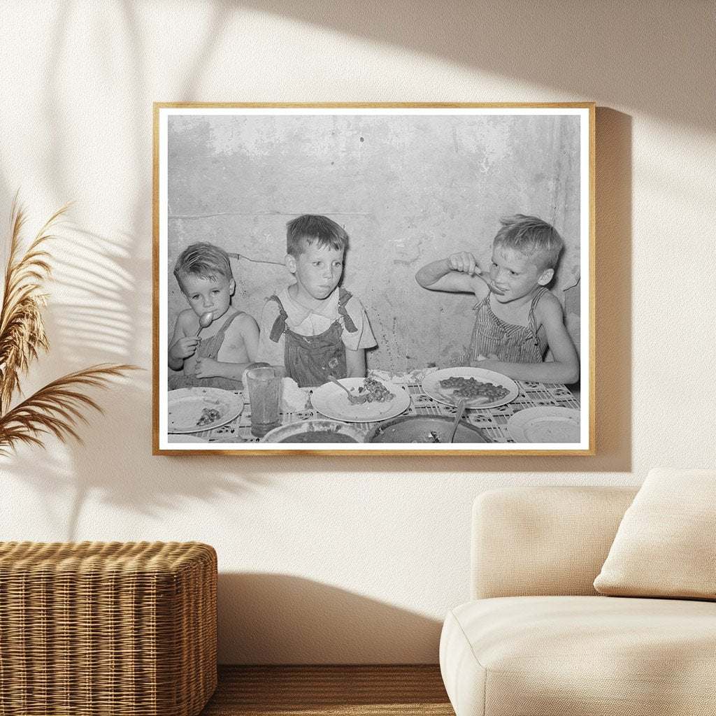 Children of Unemployed Oil Worker Eating Supper 1939