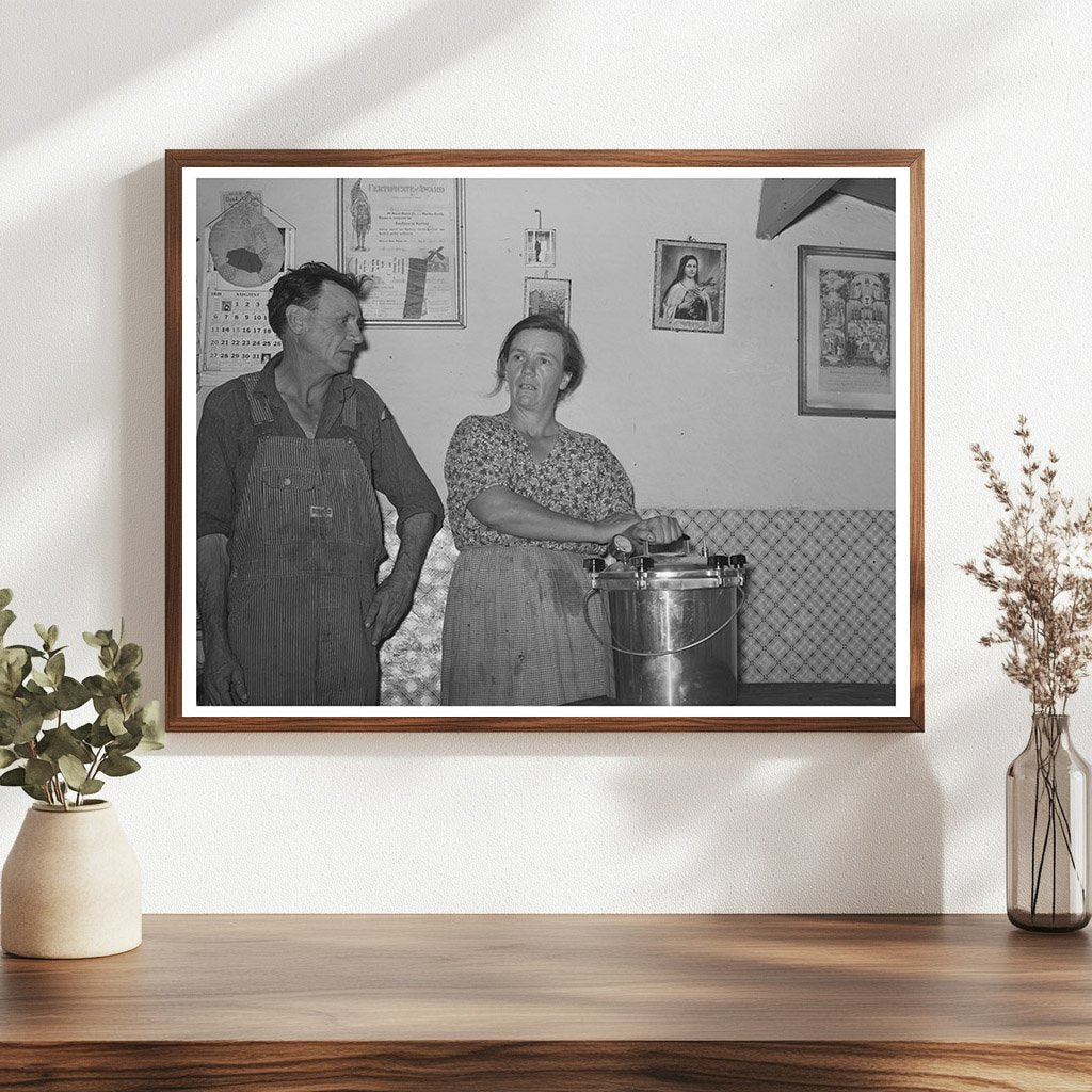 Mr and Mrs Schoenfeldt with Pressure Cooker Kansas 1944