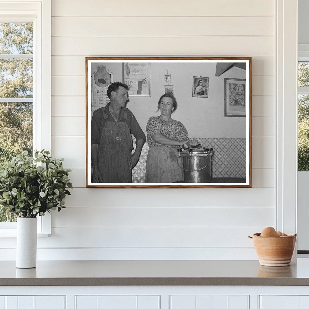 Mr and Mrs Schoenfeldt with Pressure Cooker Kansas 1944