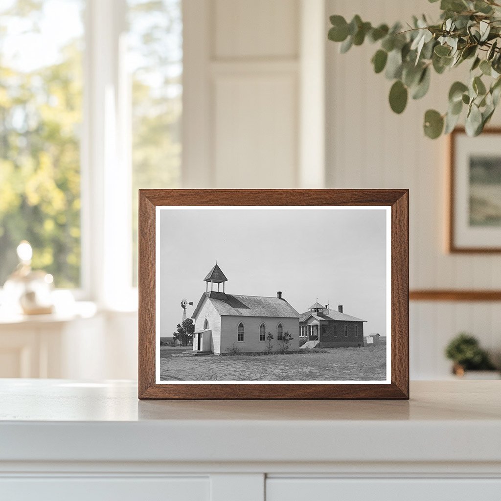 August 1939 Sheridan County Kansas School and Church Image