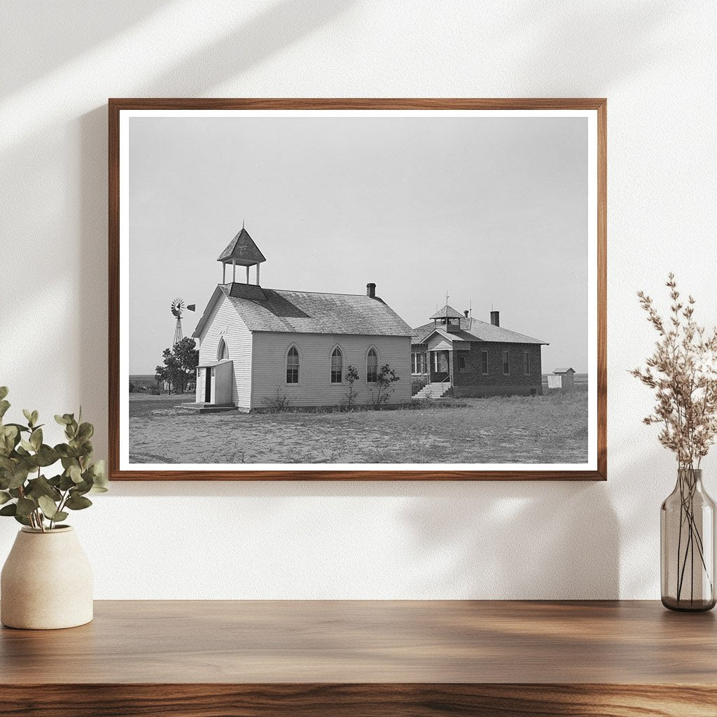 August 1939 Sheridan County Kansas School and Church Image