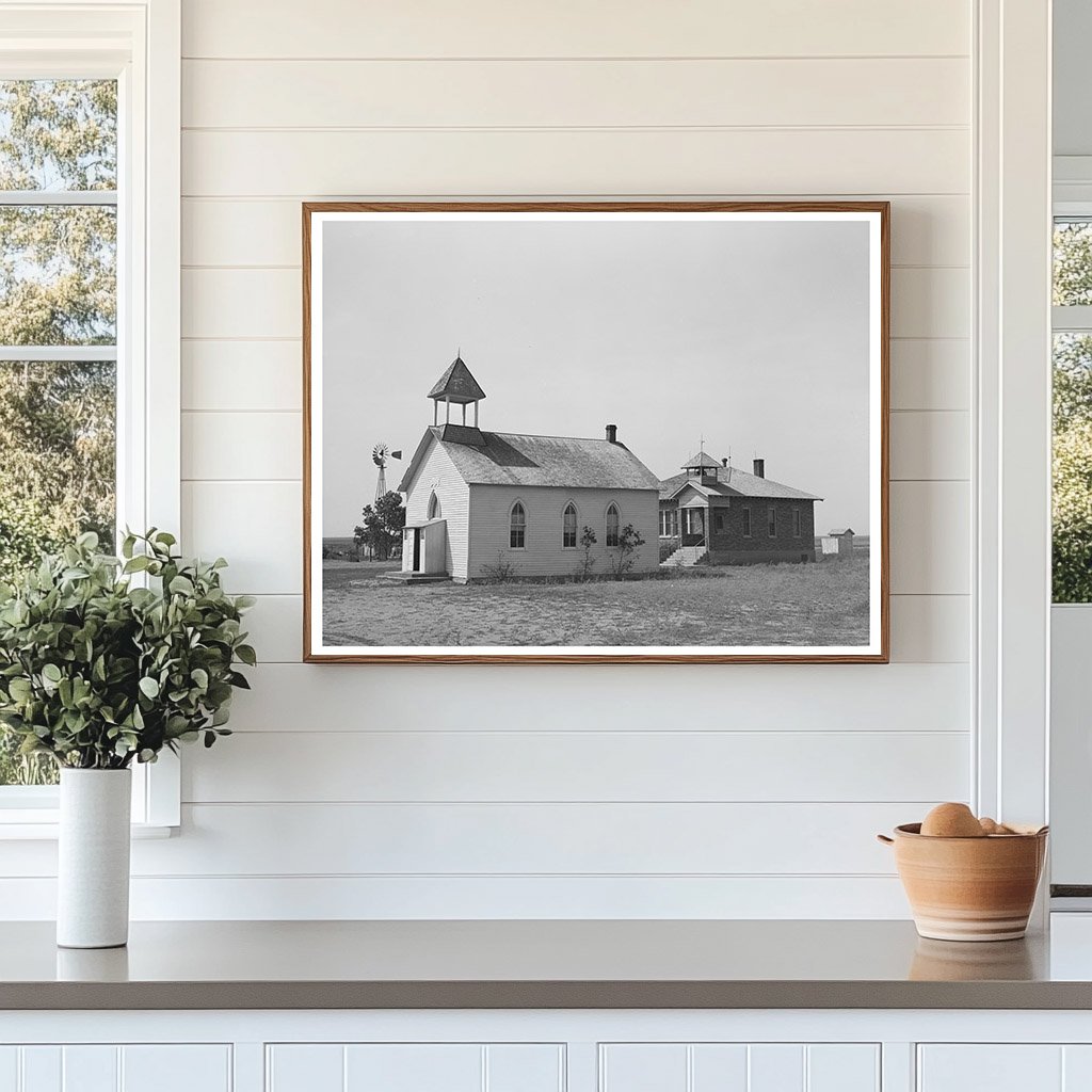 August 1939 Sheridan County Kansas School and Church Image