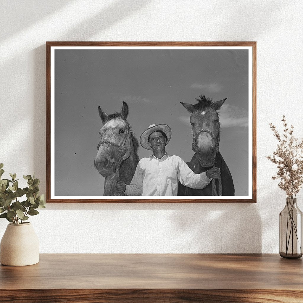 Ernest W. Kirk Jr. with Mules in Ordway Colorado 1939