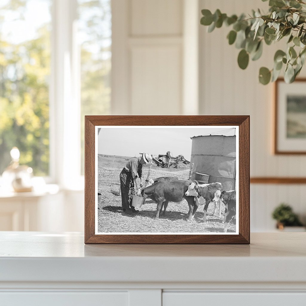 Mr. Bosley Feeding Calves in Baca County Colorado 1939