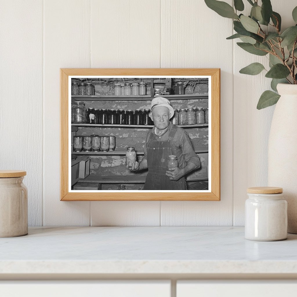 Mr. Bosley with Canned Fruits in Baca County Colorado 1939