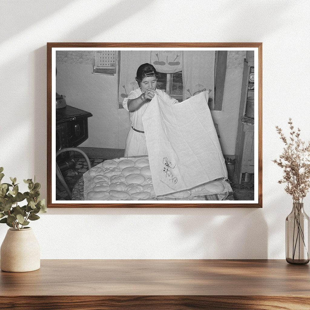 Spanish-American Woman Baking Bread Near Taos 1939