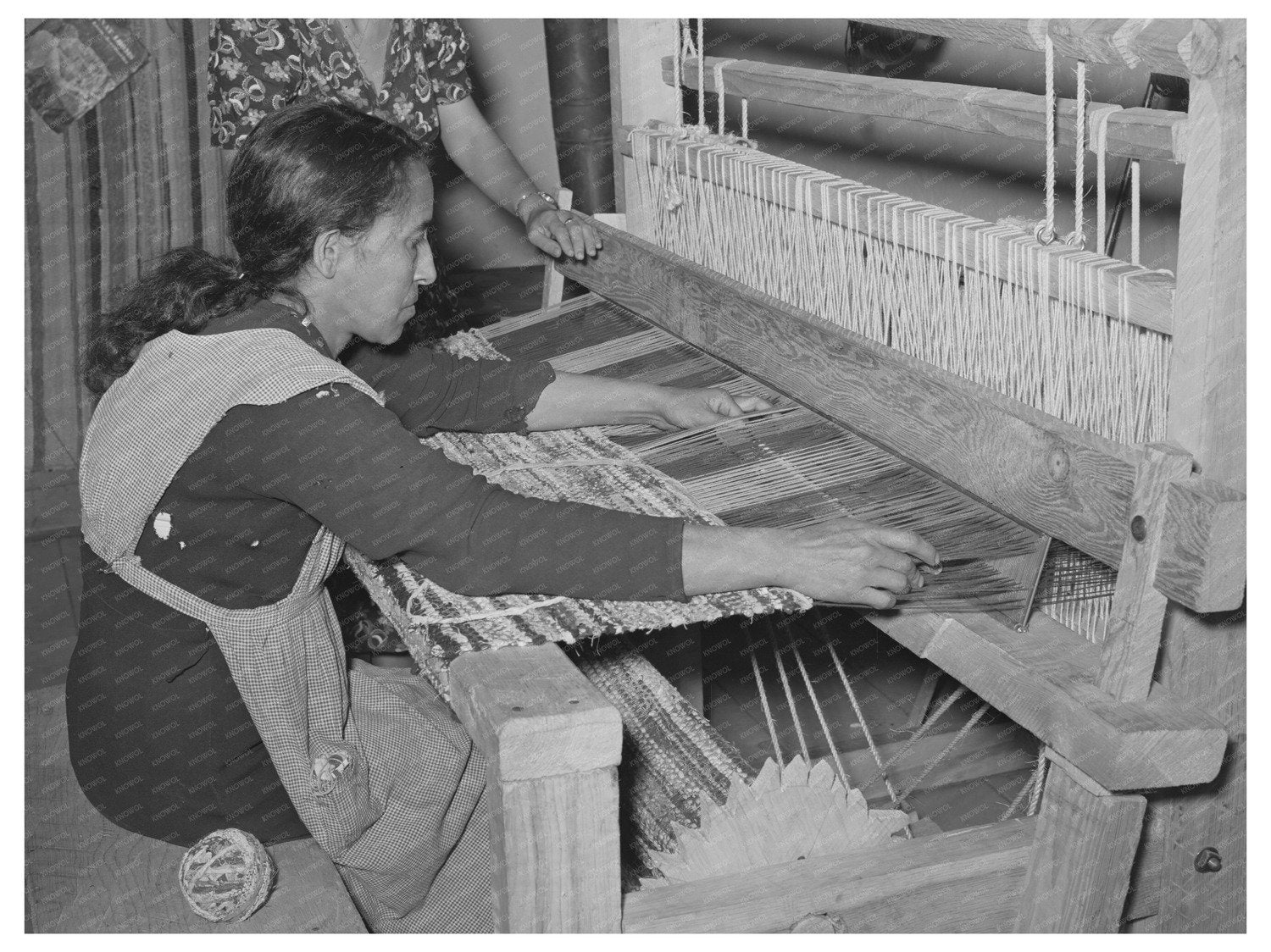 1939 Woman Weaving Rag Rug in Costilla New Mexico