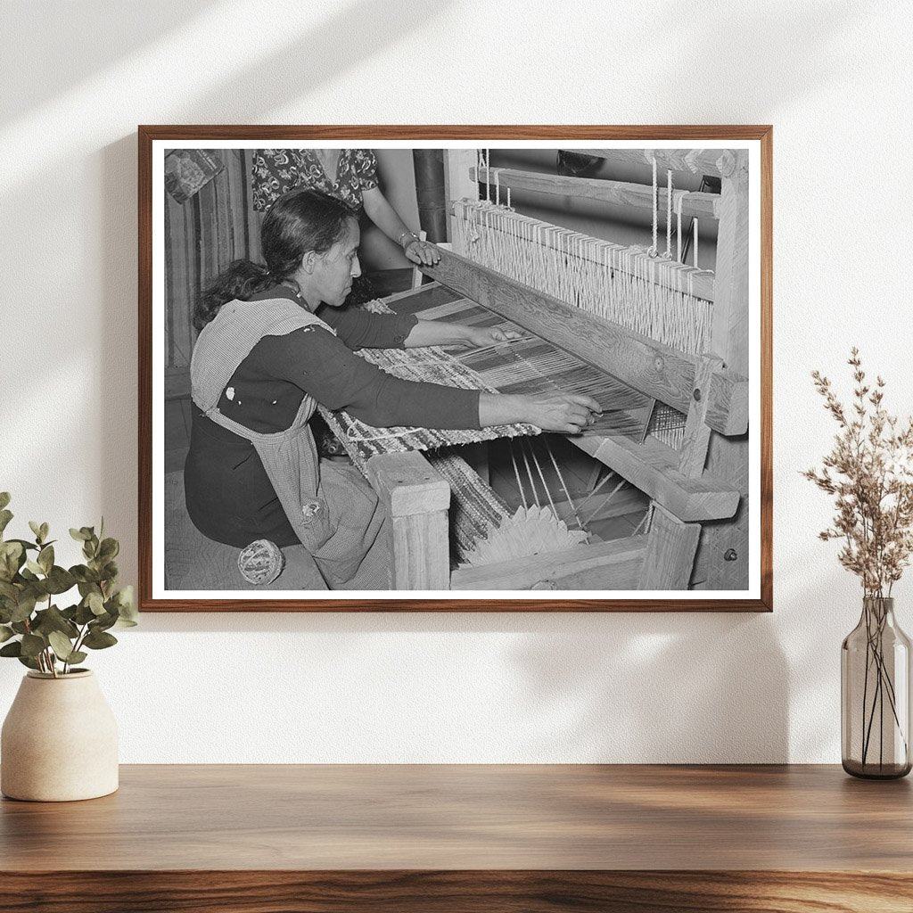 1939 Woman Weaving Rag Rug in Costilla New Mexico