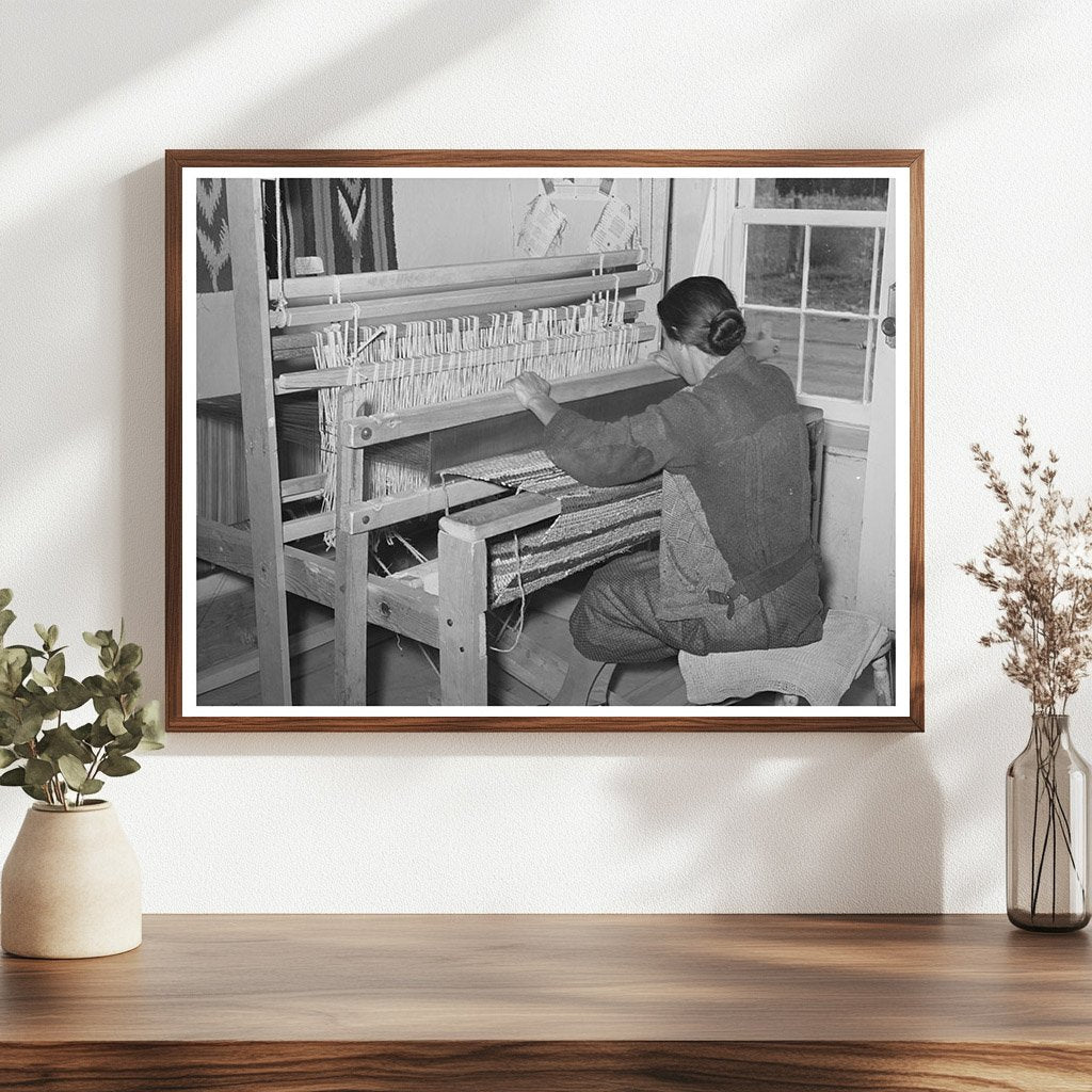 Woman Weaving Rag Rug at WPA Project in New Mexico 1939