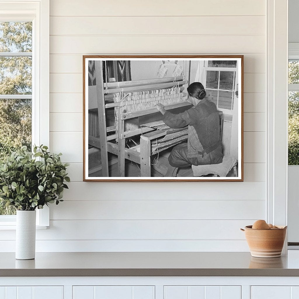 Woman Weaving Rag Rug at WPA Project in New Mexico 1939