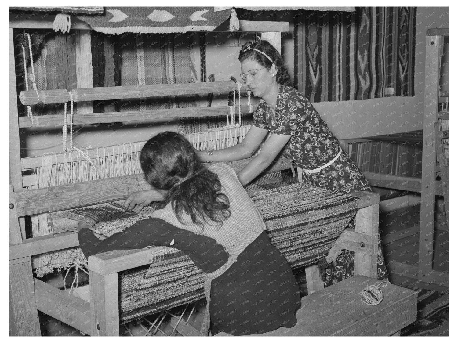 WPA Supervisor Teaching Rag Rug Weaving September 1939