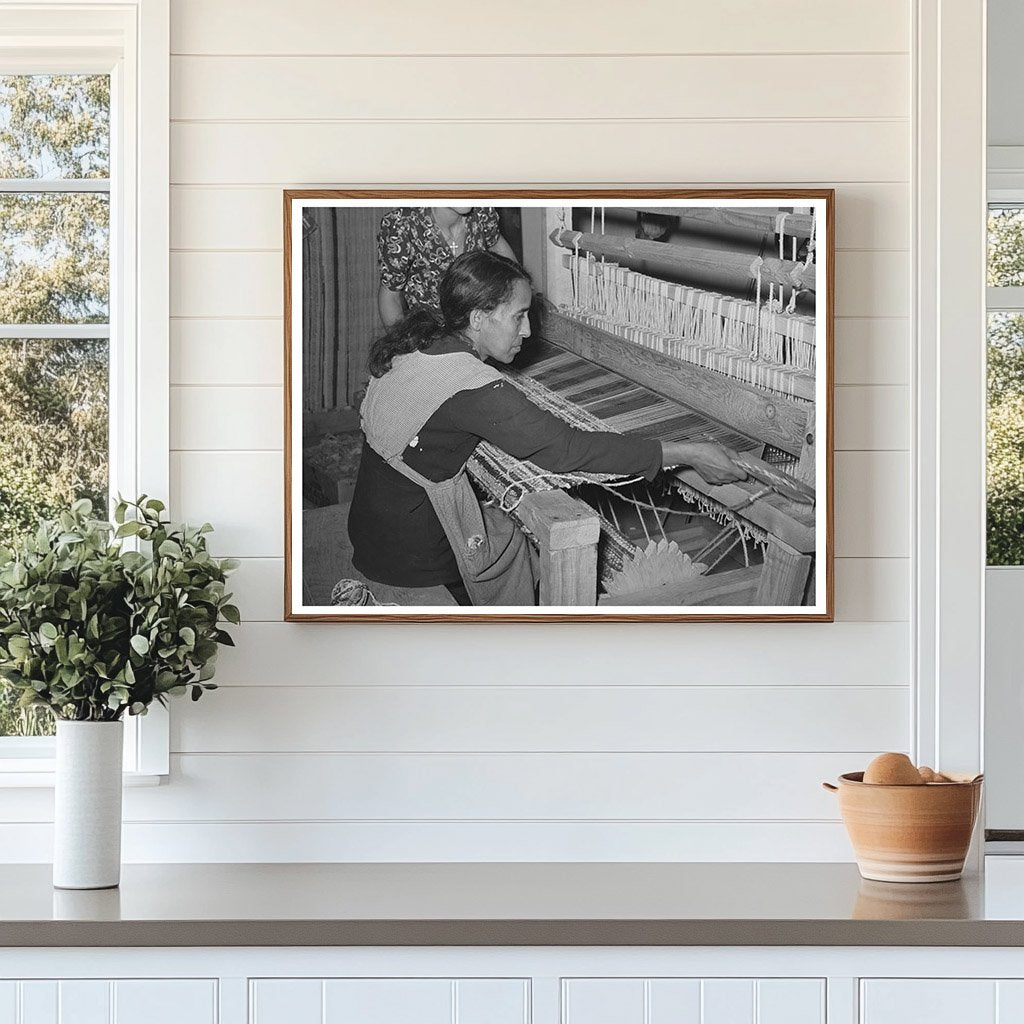 Spanish-American Woman Weaving Rag Rug New Mexico 1939