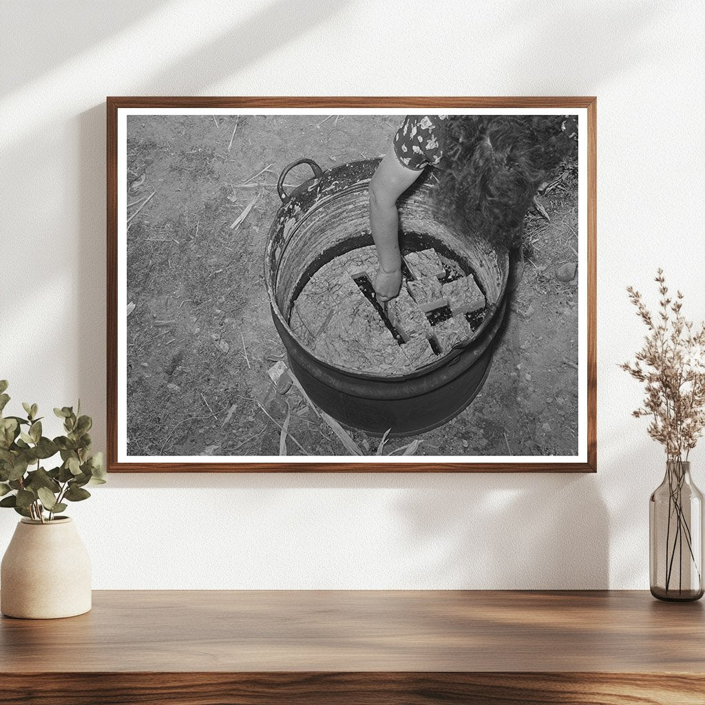 Ofelia Sandoval Cutting Handmade Soap Taos New Mexico 1939