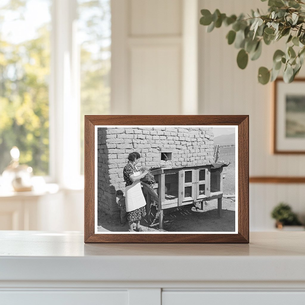 Ofelia Trujillo Sandoval Feeding Rabbits Taos 1939