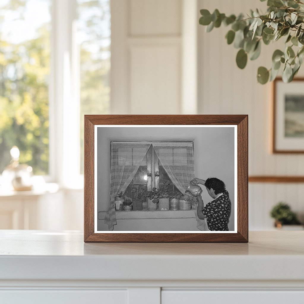 Ofelia Trujillo Sandoval Watering Flowers Taos New Mexico 1939