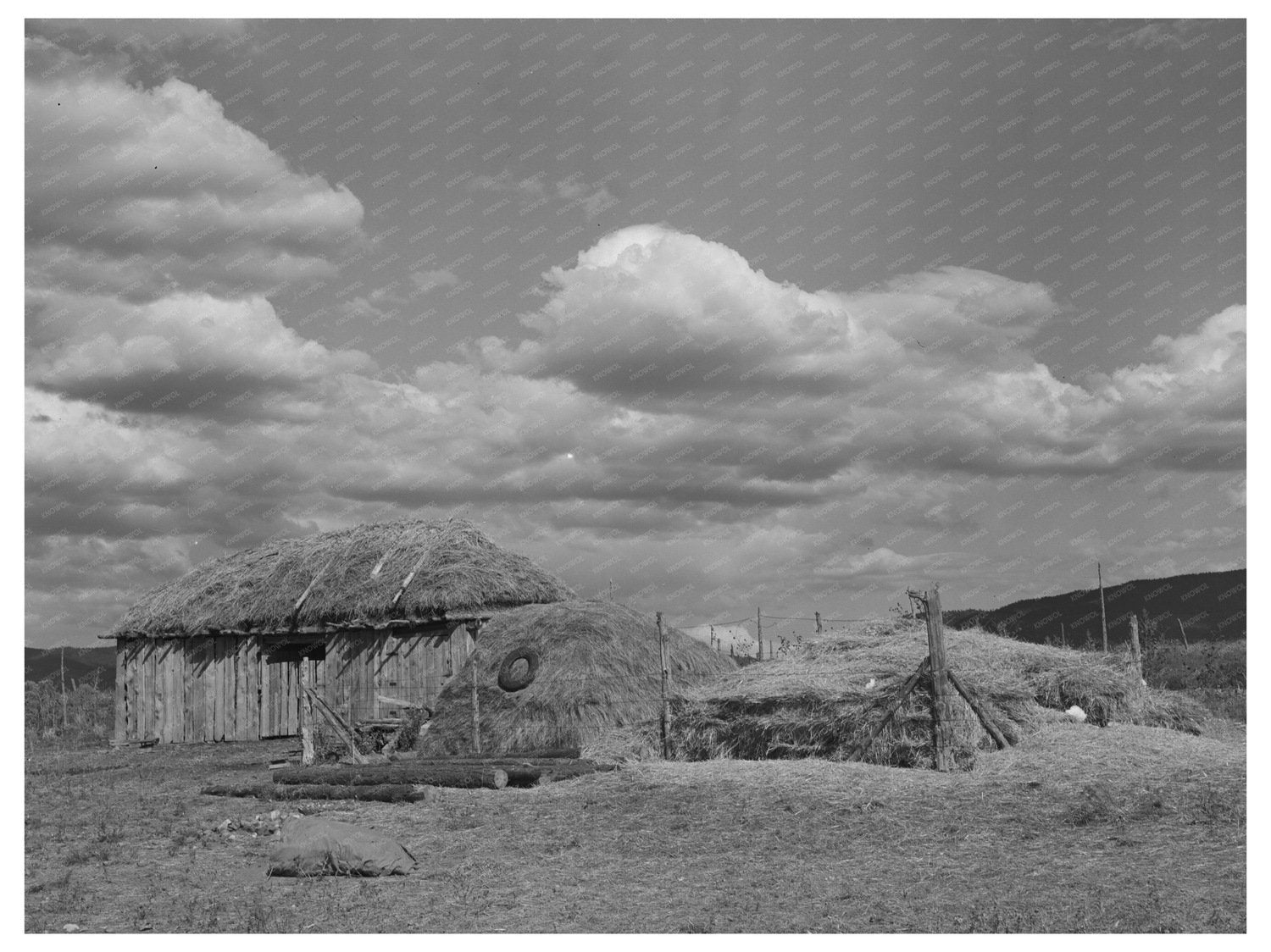 Barn and Haystacks in Taos New Mexico September 1939