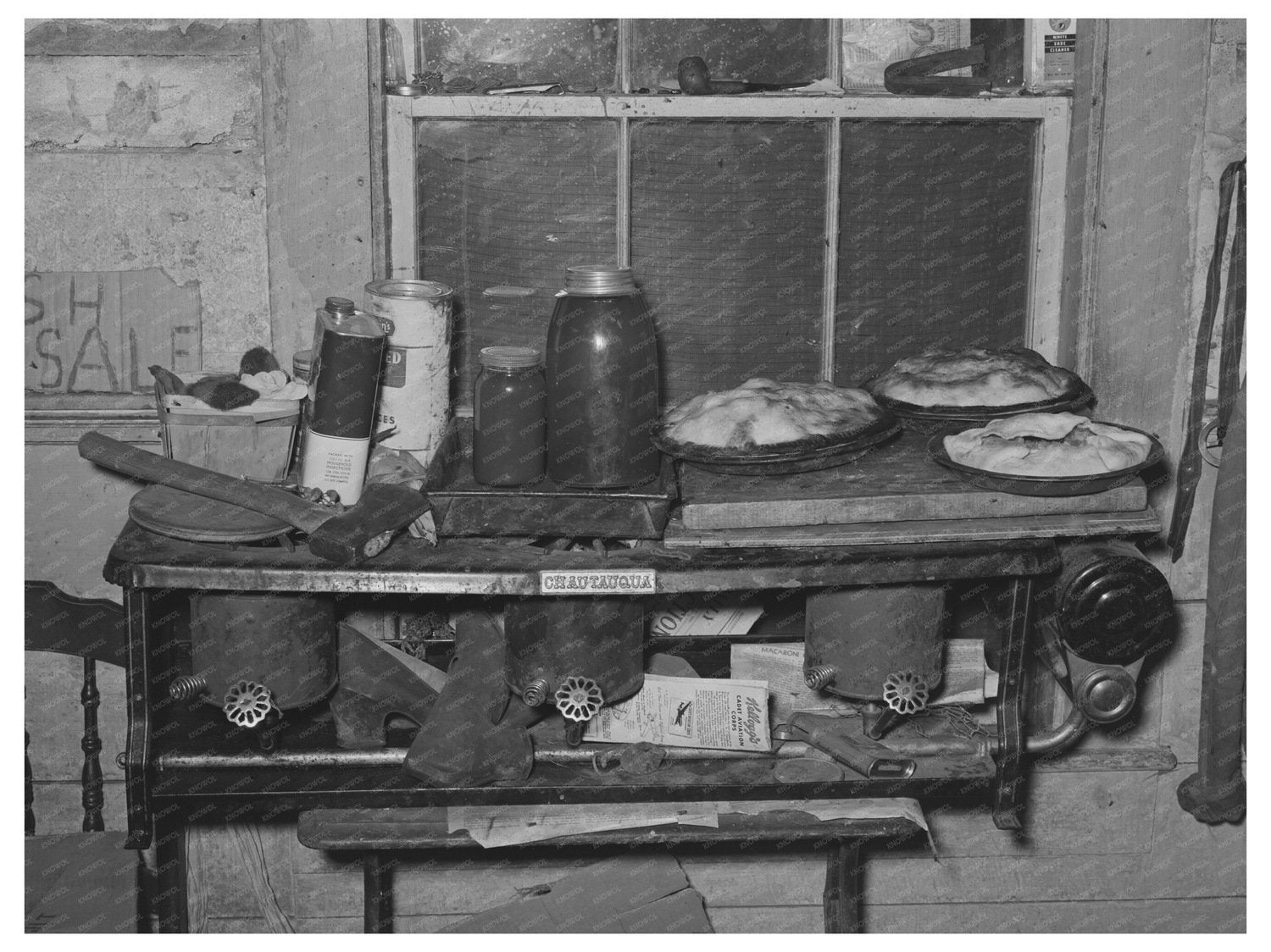 Vintage Farm Kitchen Scene Vermont 1939