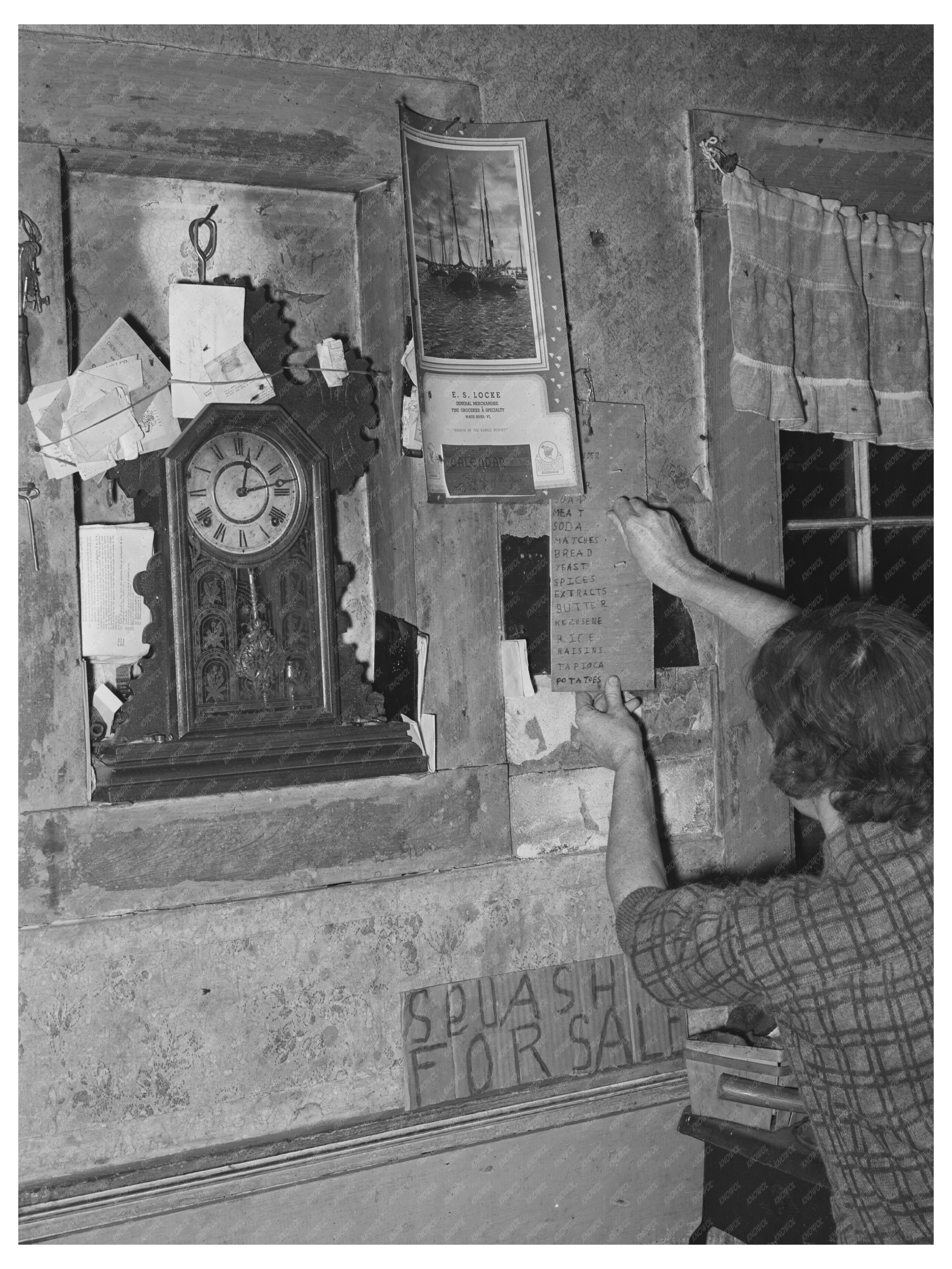 Vintage 1939 Woman Making Grocery List at Vermont Farmhouse