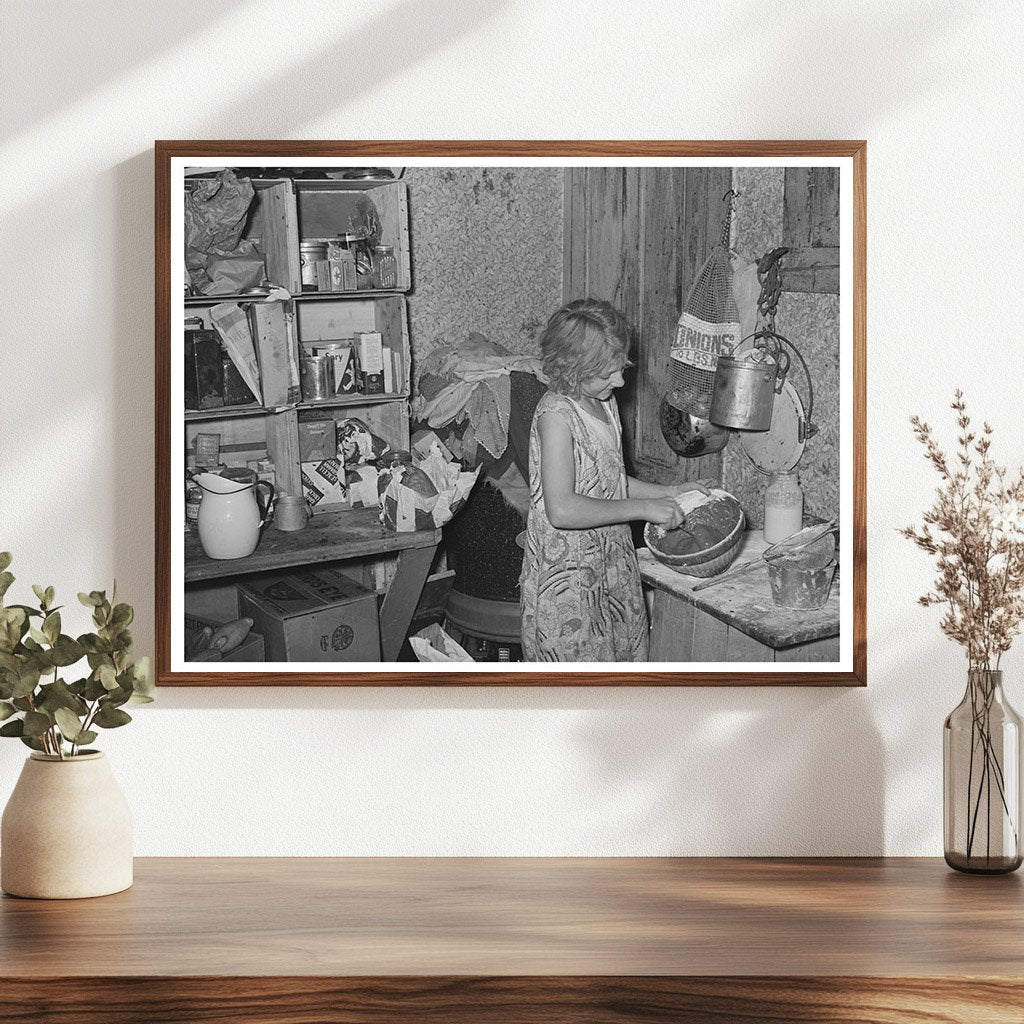 Young Girl Baking Cake on Vermont Farm October 1939