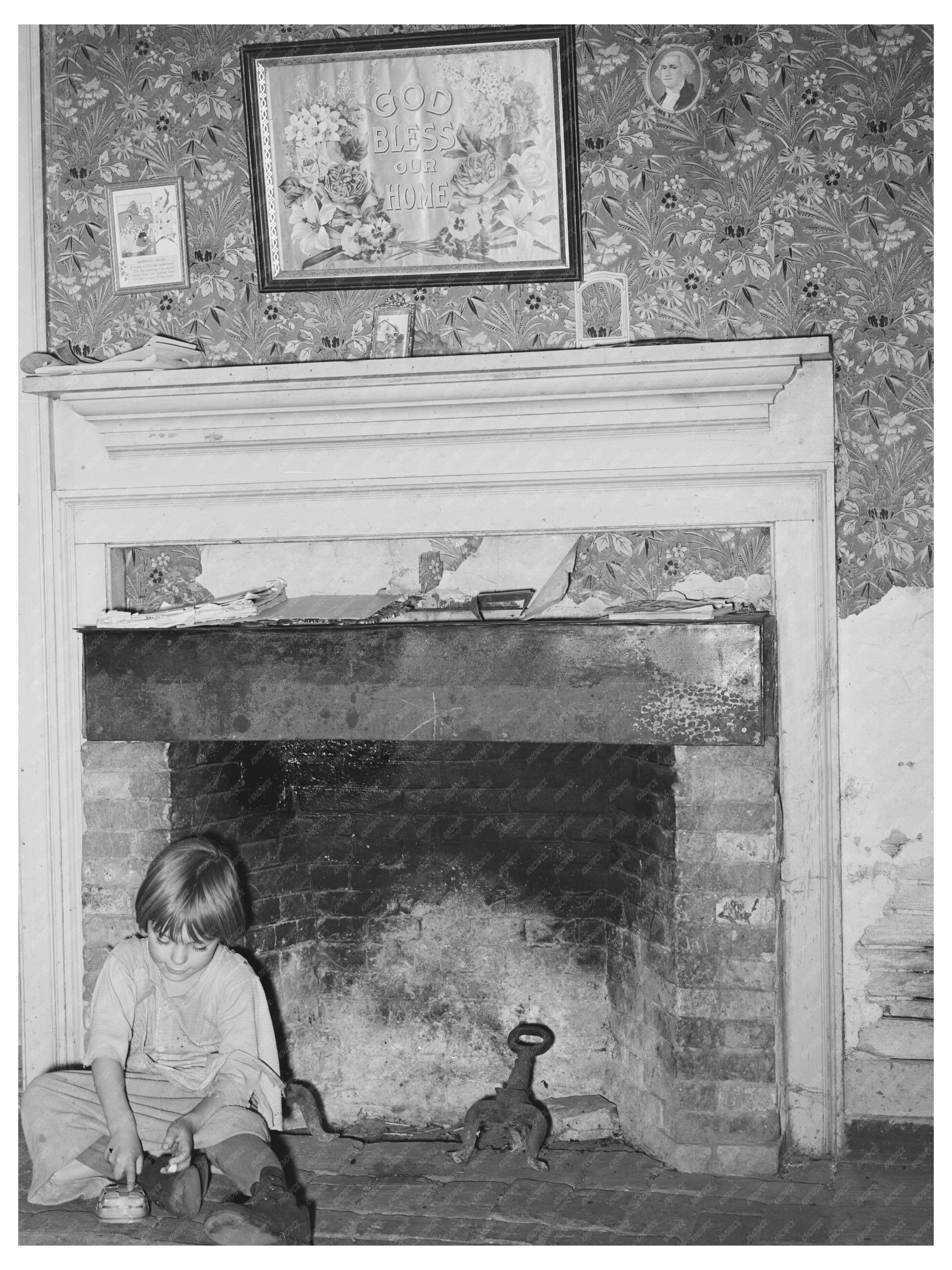 Rustic Fireplace in Vermont Farm Home October 1939