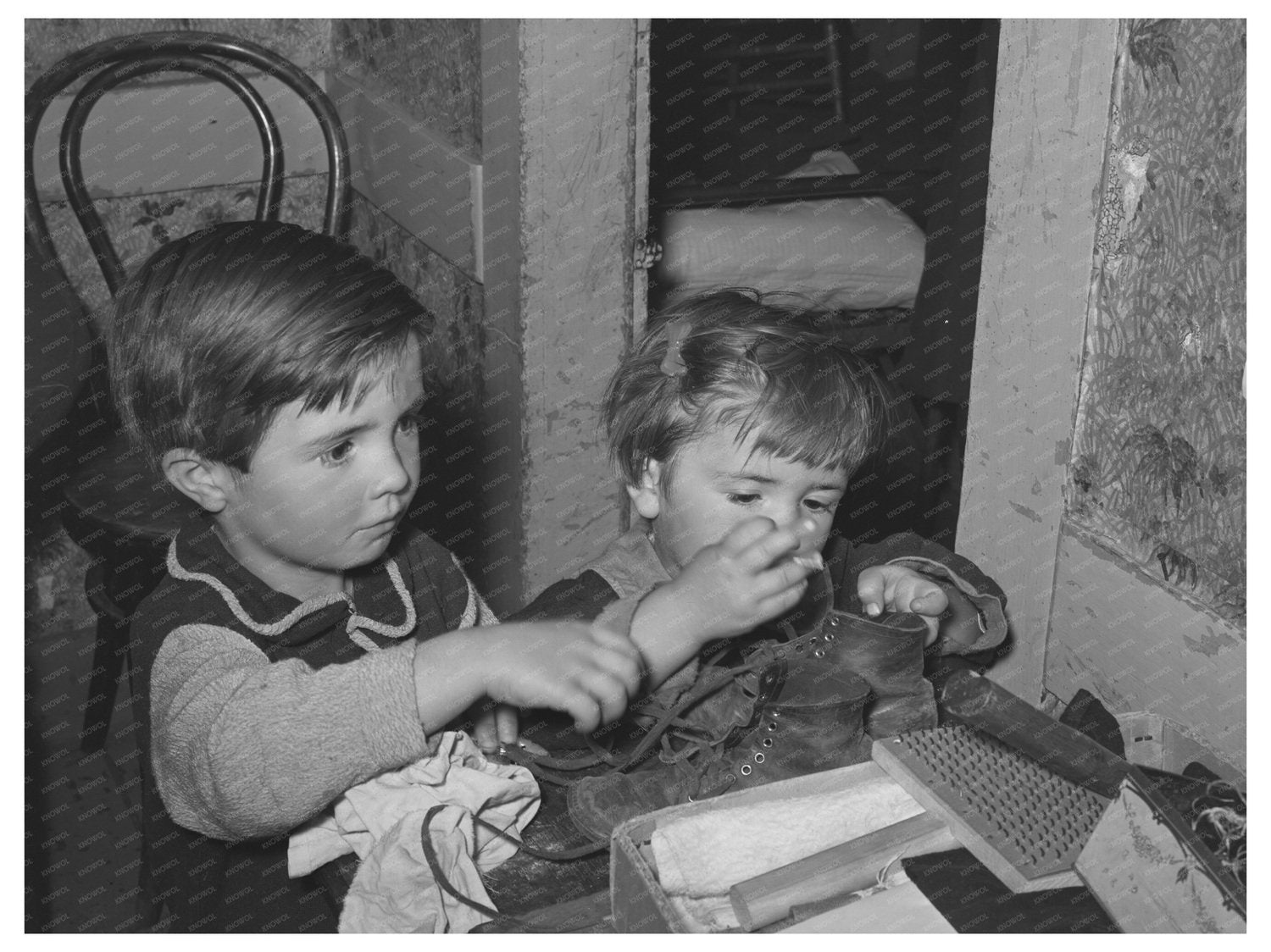Farm Children Playing Outdoors in Vermont 1939