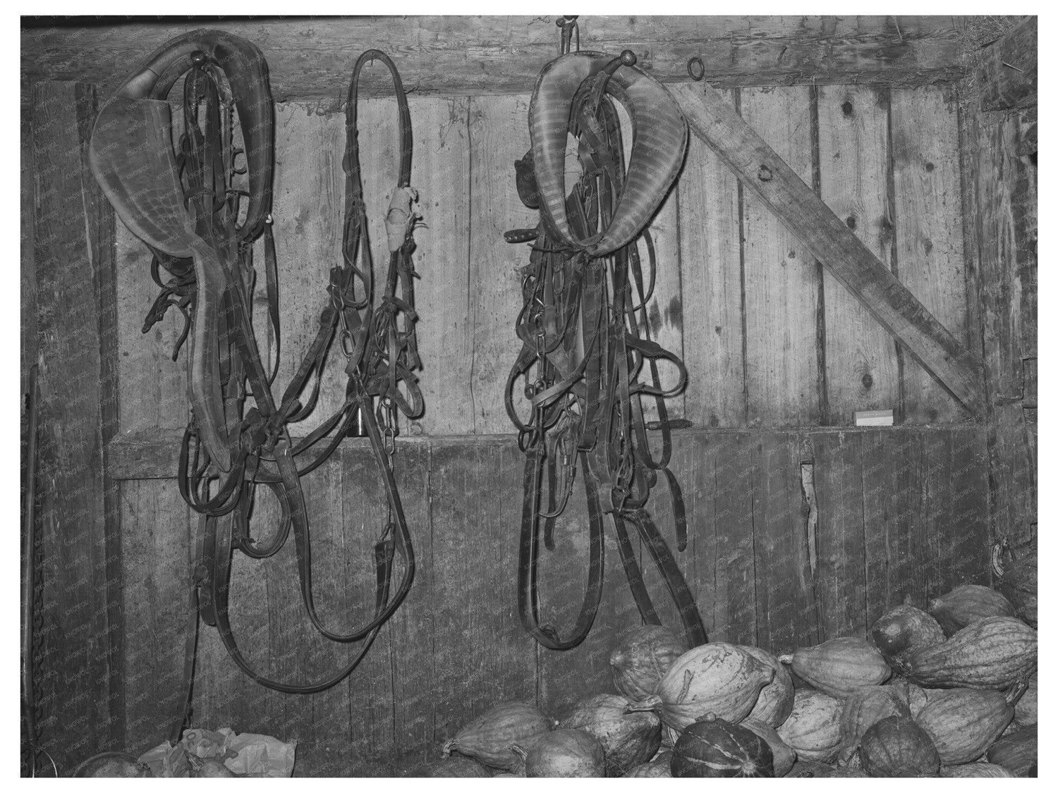 Barn Interior in Orange County Vermont 1939