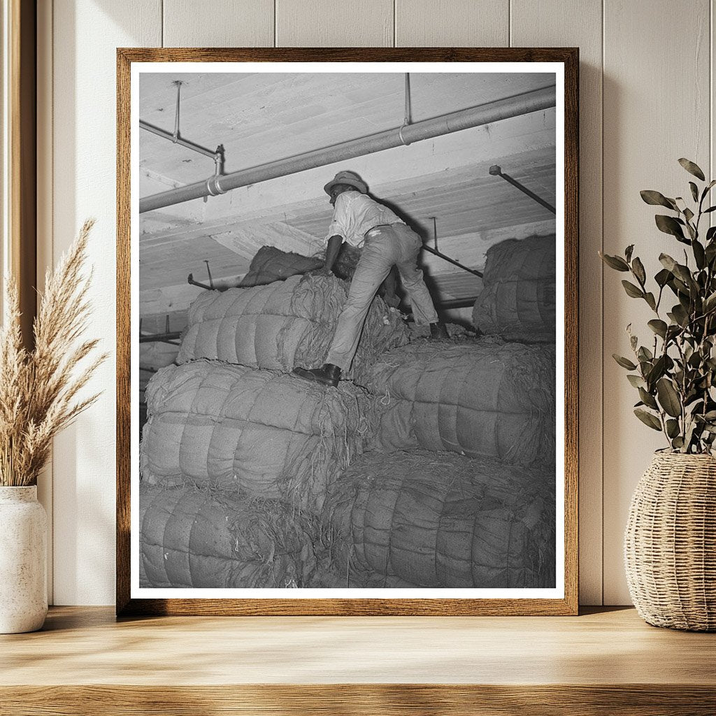Warehouse Worker on Burlap Bags Houston Texas 1944
