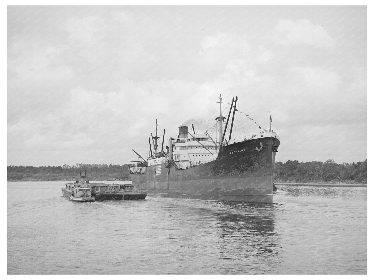 Freighter Departing Houston Port Texas October 1939