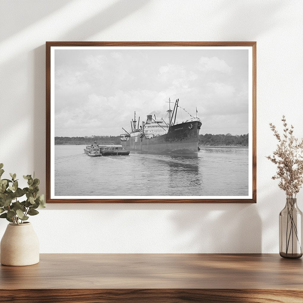 Freighter Departing Houston Port Texas October 1939