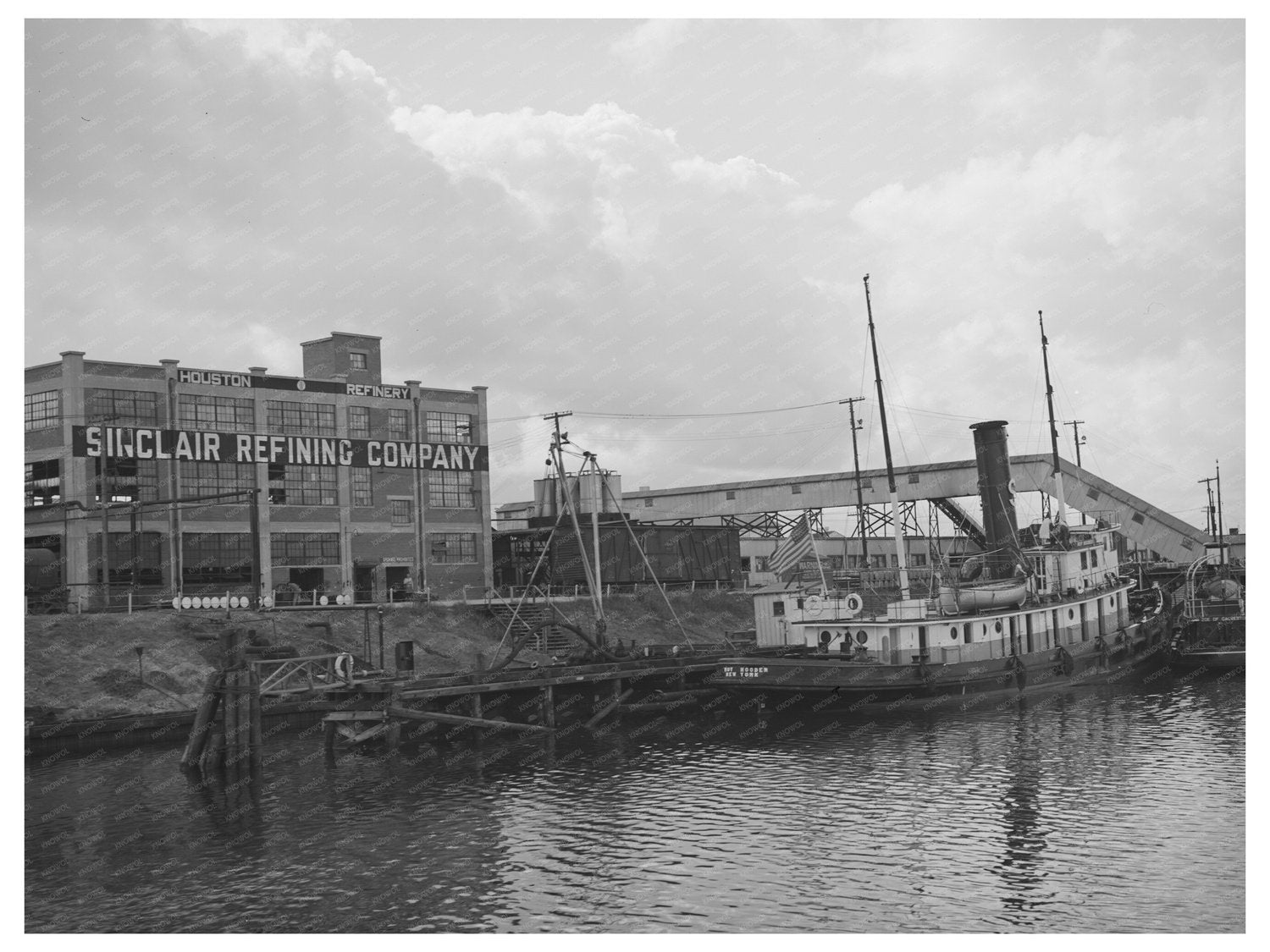 Tugboat at Port of Houston Refinery Dock 1939