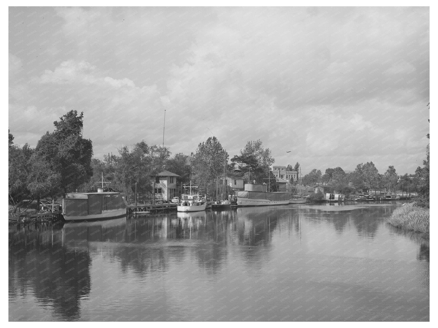 Port of Houston Yacht Pen October 1939 Vintage Image