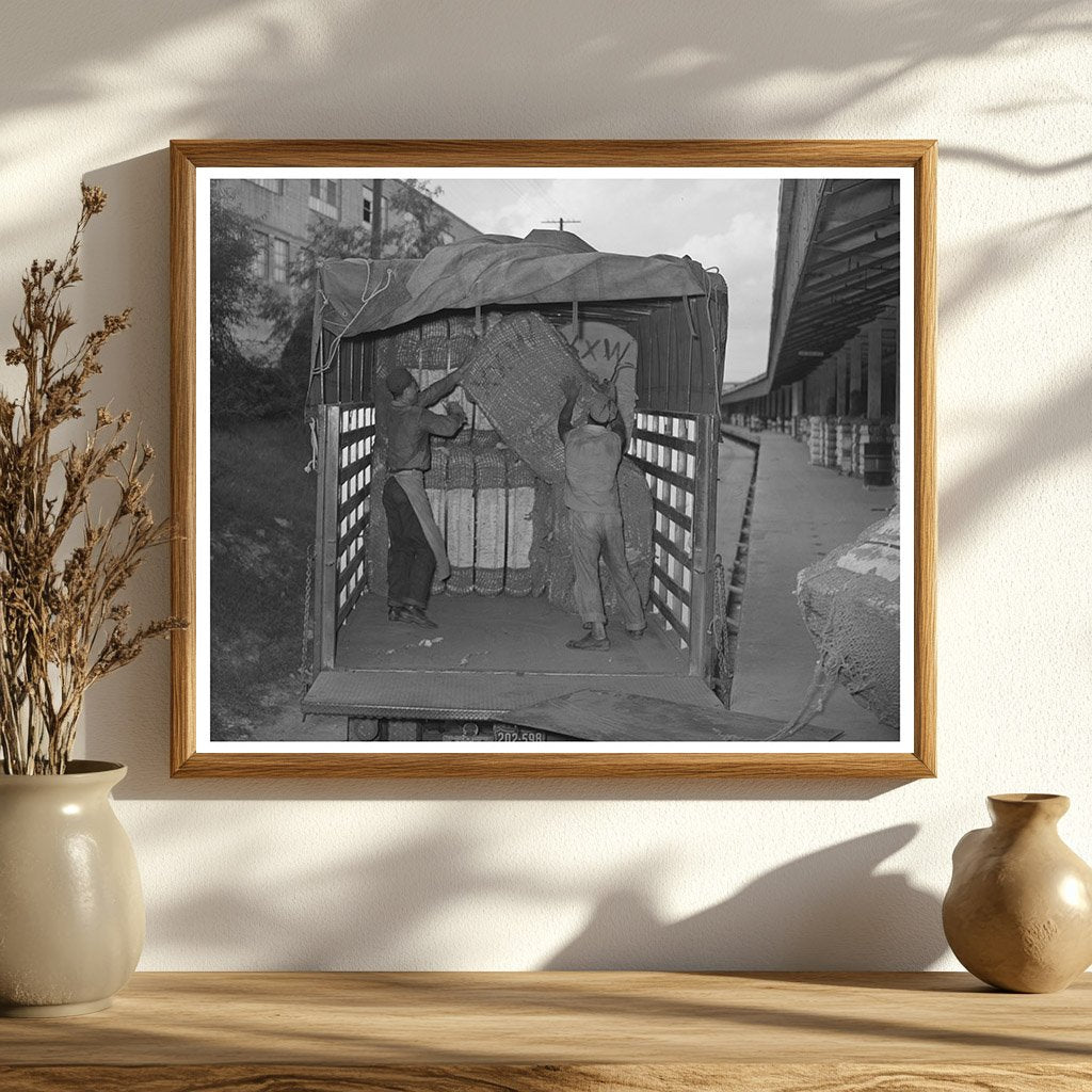 Cotton Truck Unloading at Houston Compress Facility 1939