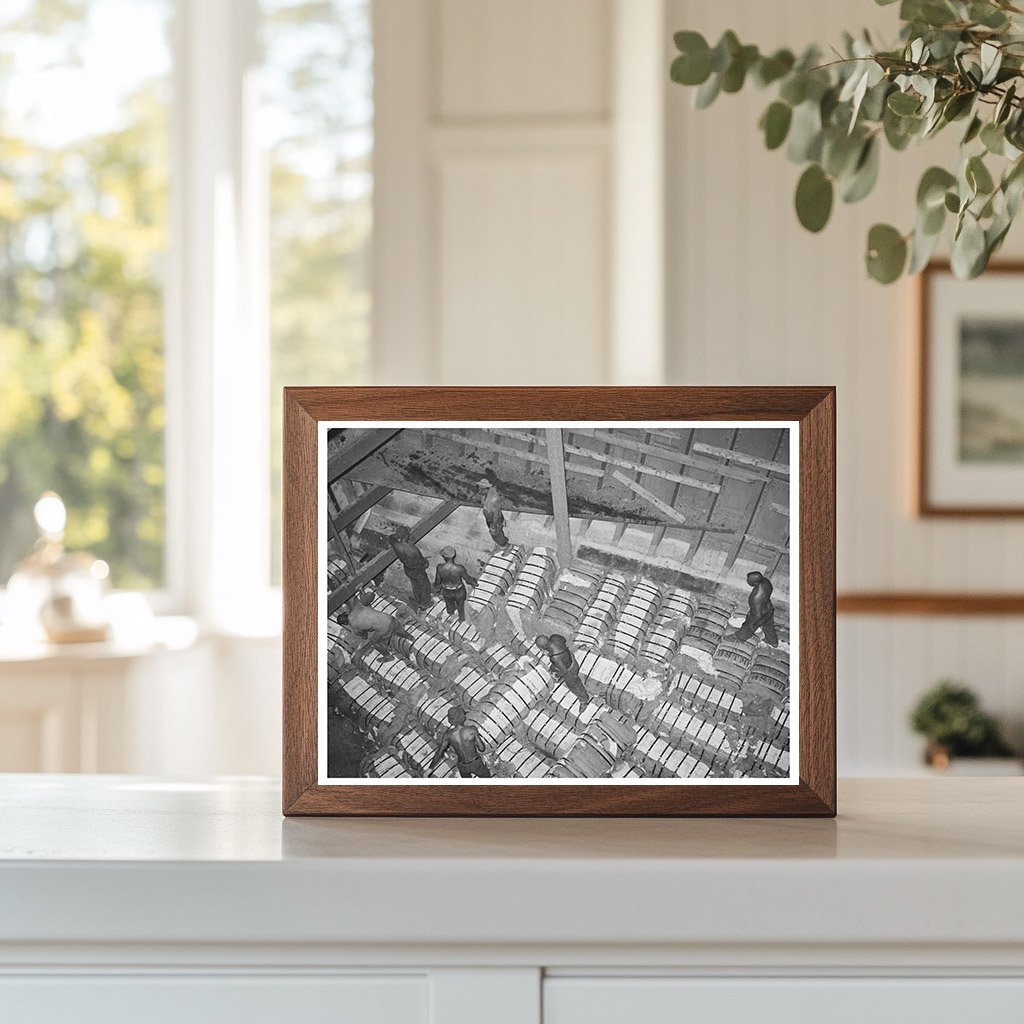 Workers Storing Cotton Bales at Port of Houston 1939