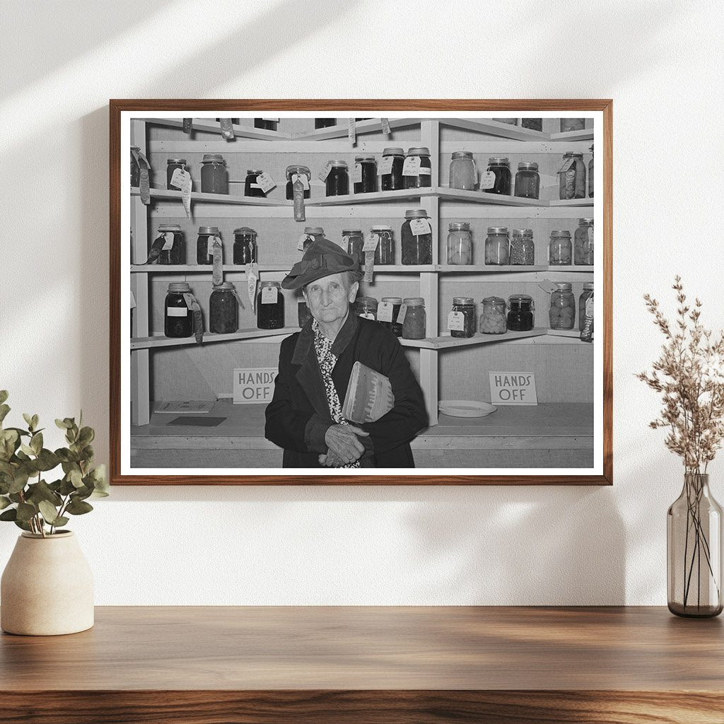 Elderly Woman with Handwork and Canned Goods 1939