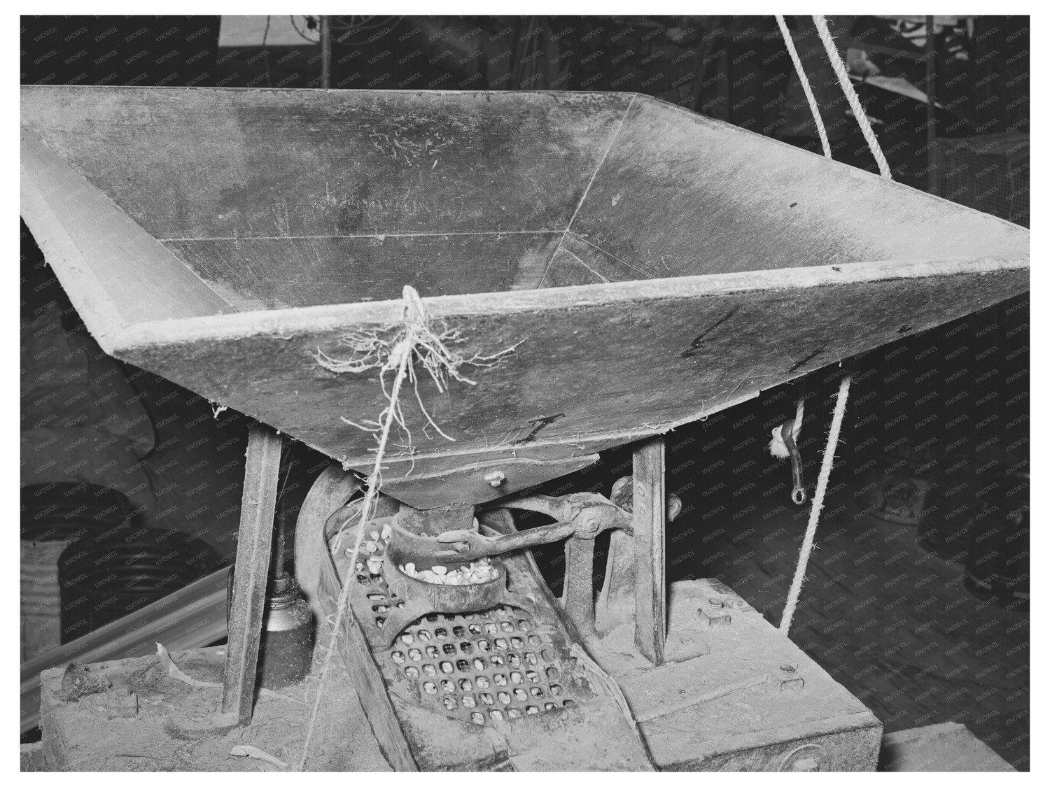 Vintage Corn Hopper at Grinding Feed Mill Taylor Texas 1939