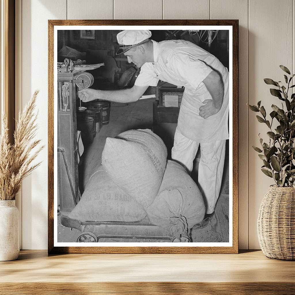Feed Mill Owner Weighing Feed Sacks Taylor Texas 1939