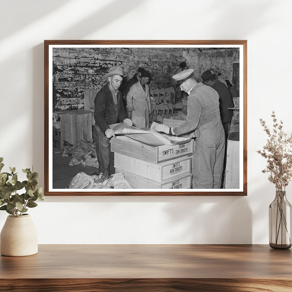Workers Lining Boxes for Turkeys in Brownwood Texas 1939