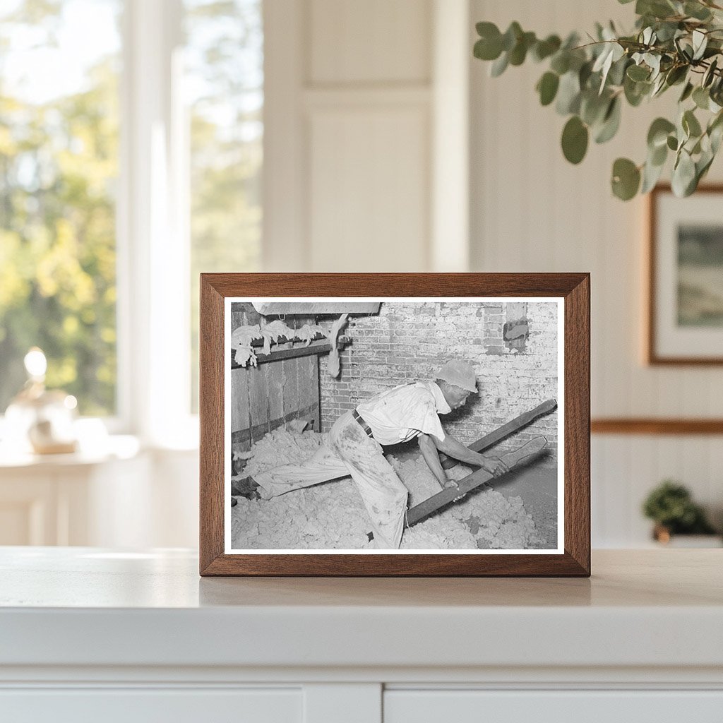 Worker Operating Baling Machine in Texas Cotton Mill 1939