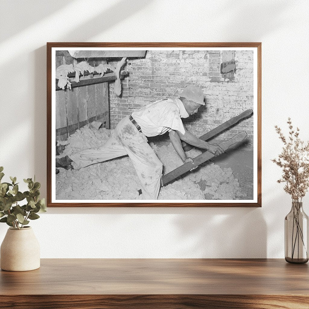 Worker Operating Baling Machine in Texas Cotton Mill 1939