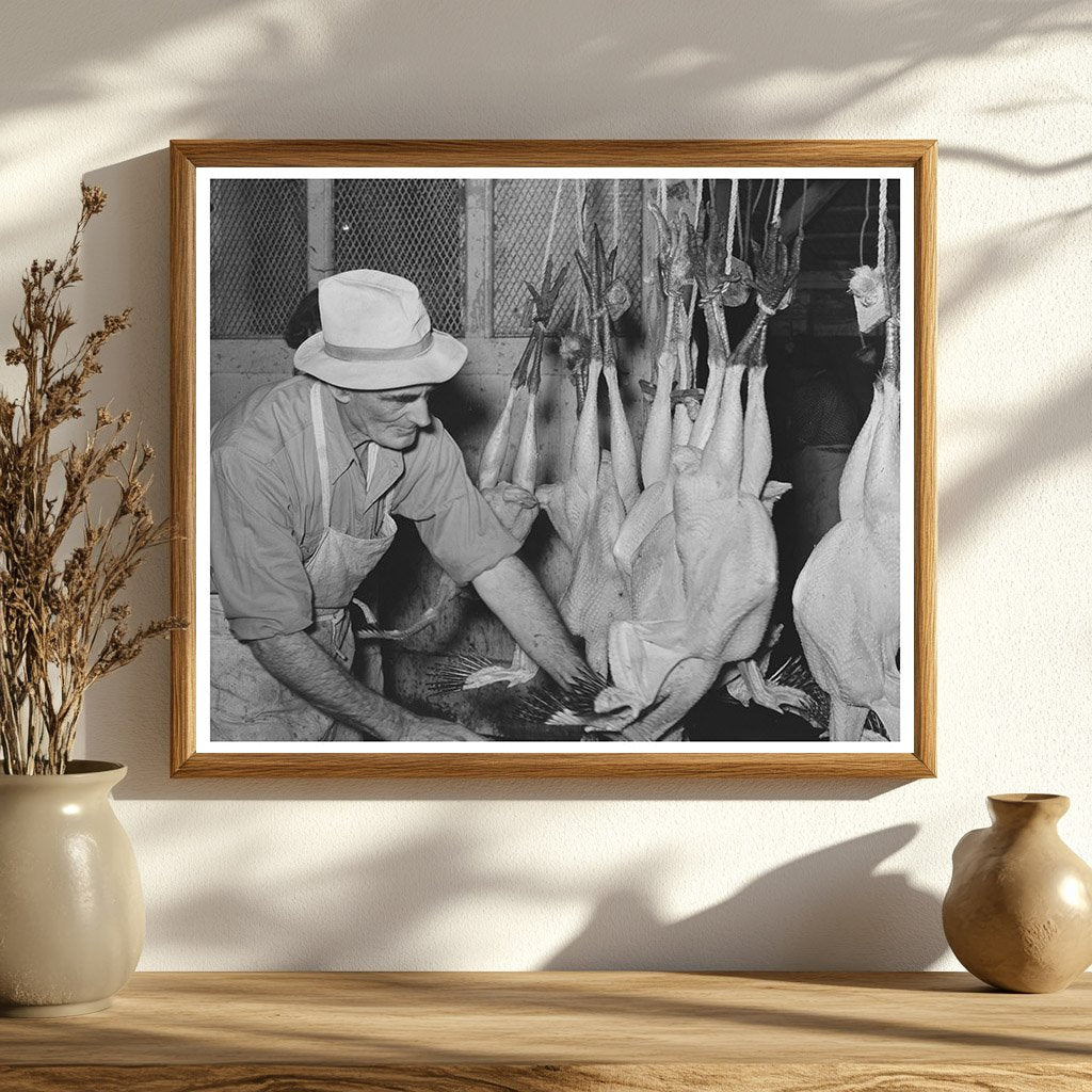 1939 Turkey Sponging at Poultry House in Brownwood Texas