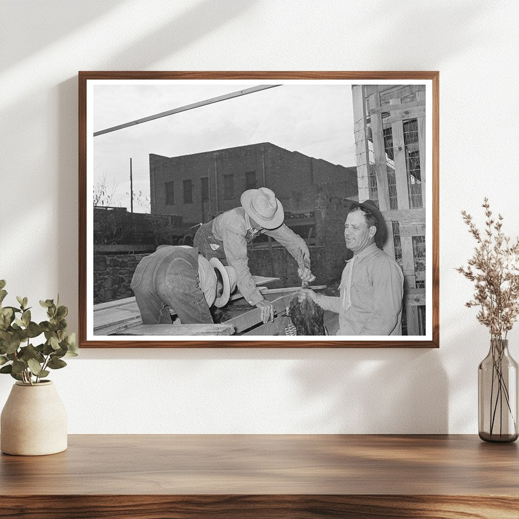 Farmer Unloading Turkeys at Texas Poultry House 1939