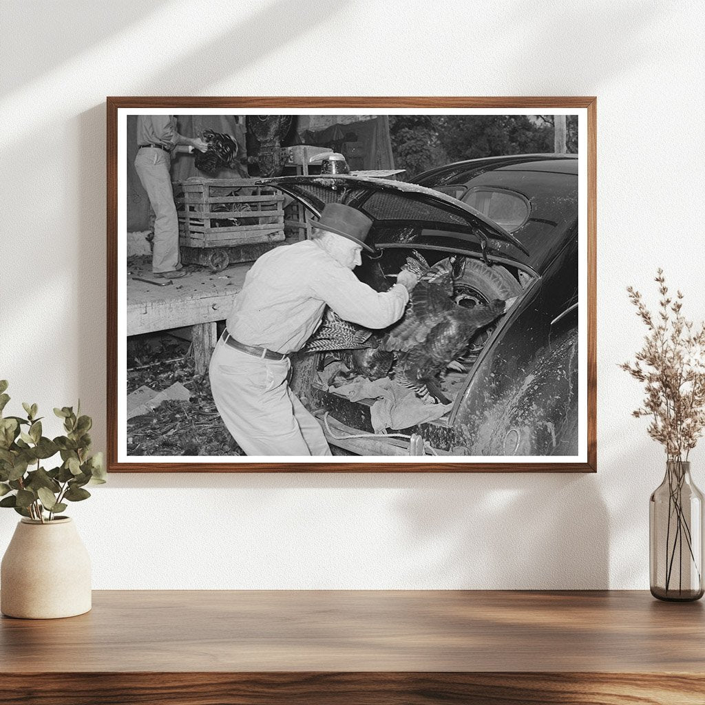 Farmer Unloading Turkeys in Brownwood Texas November 1939