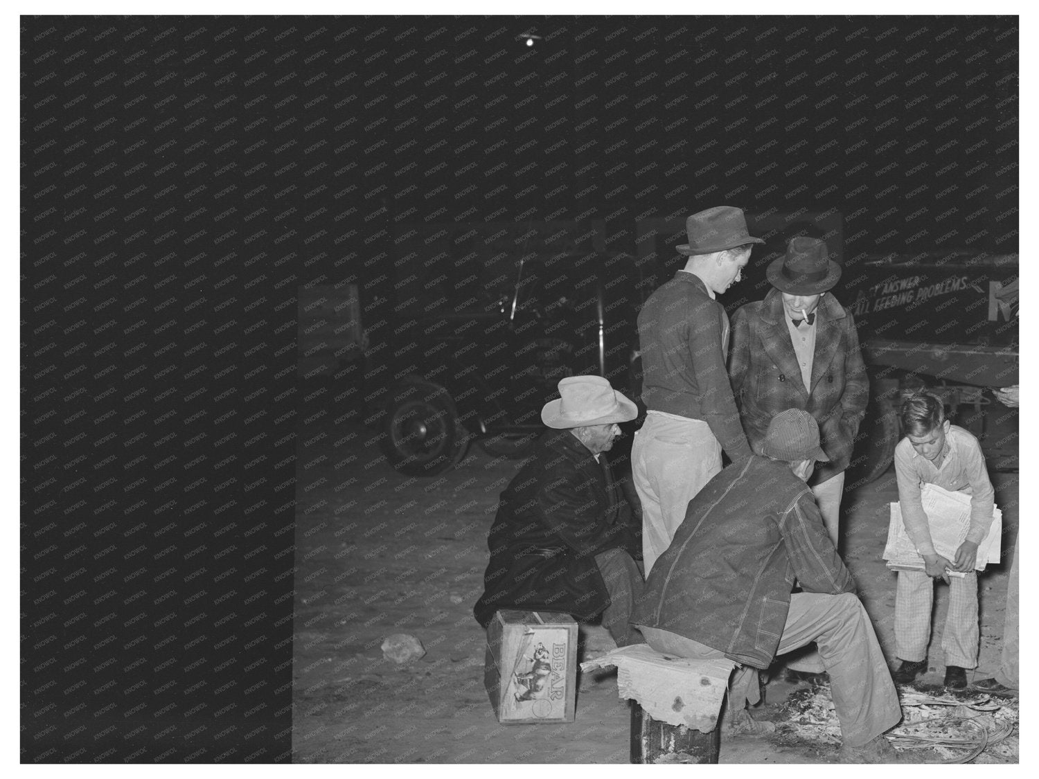 Men by Fire at San Angelo Vegetable Market 1939