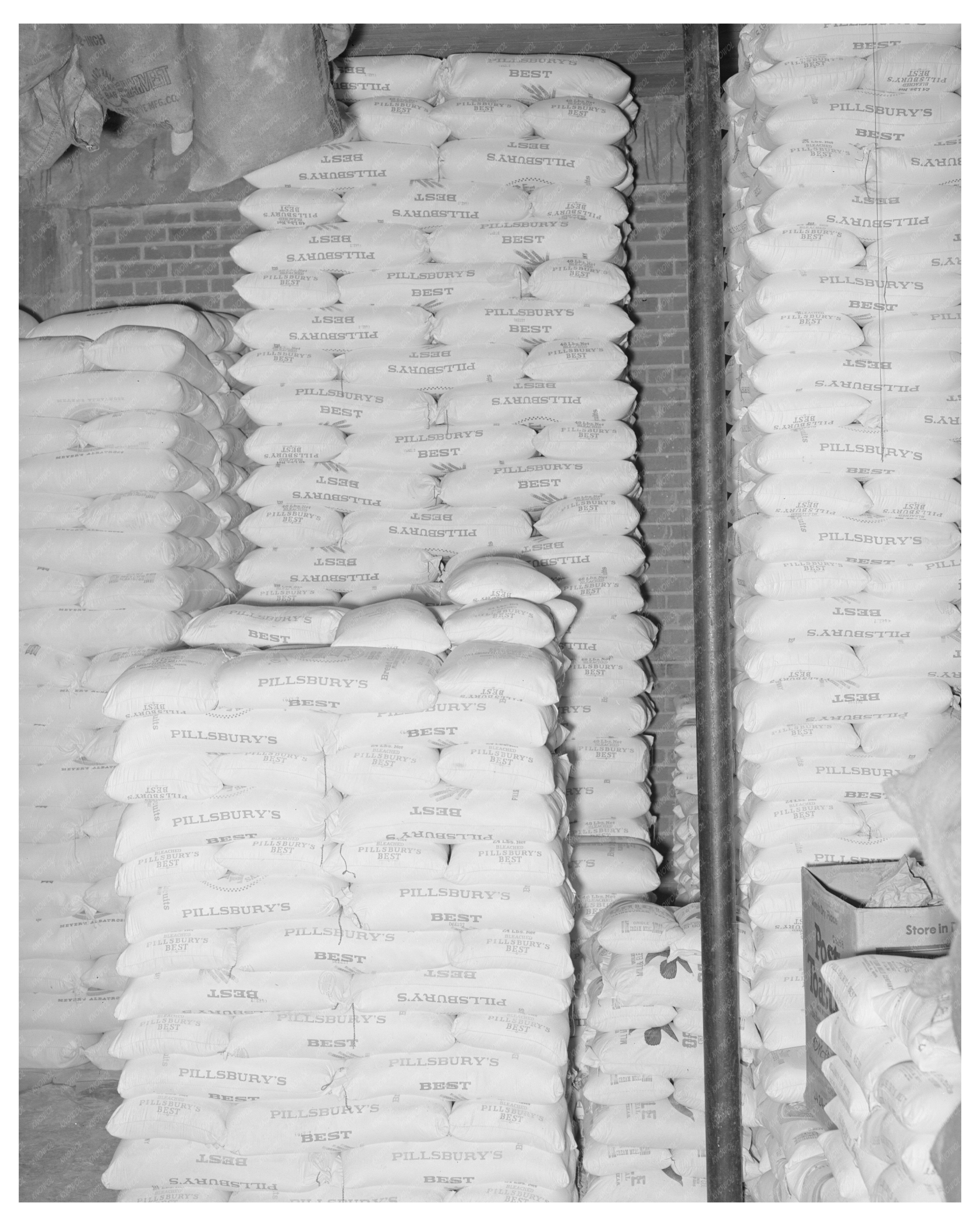 Flour Stacks in Wholesale Grocery San Angelo 1939