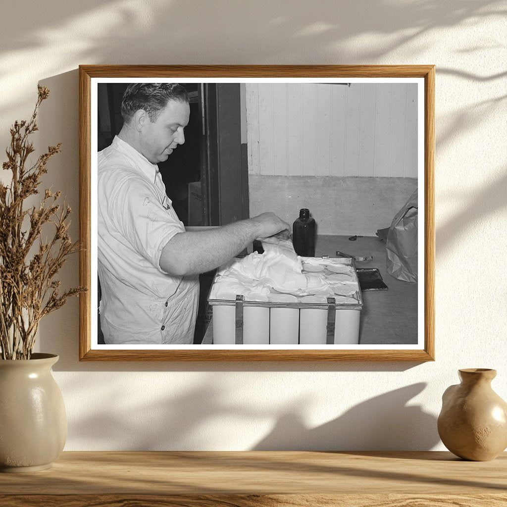 Workers at San Angelo Creamery Scraping Ice Cream Mix 1939
