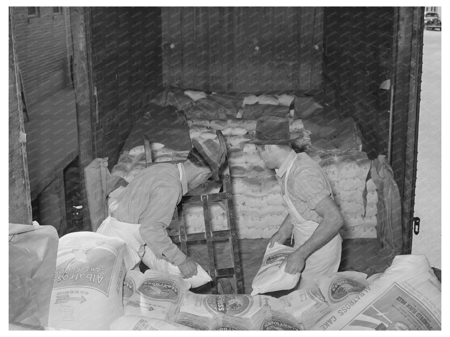 Flour Unloading at San Angelo Grocery November 1939