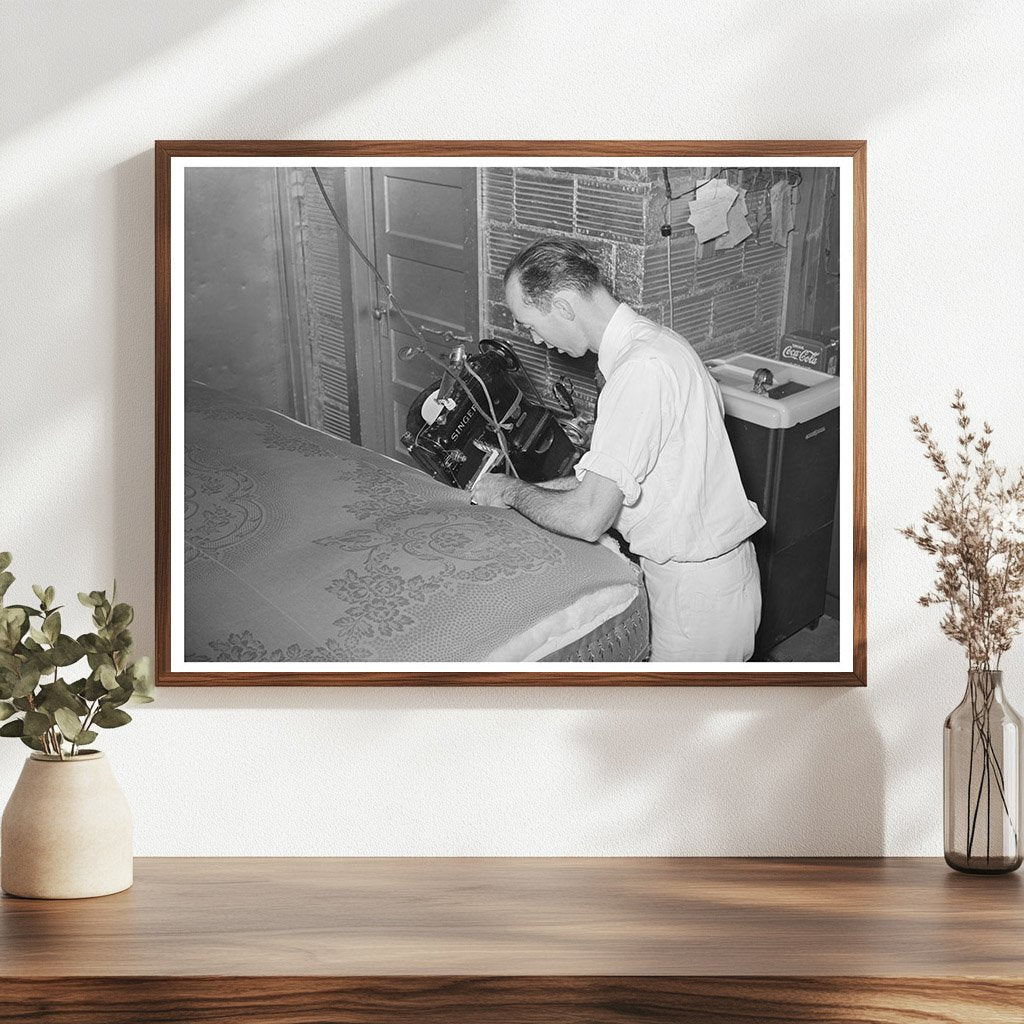 Sewing Mattress Cover in San Angelo Texas 1939