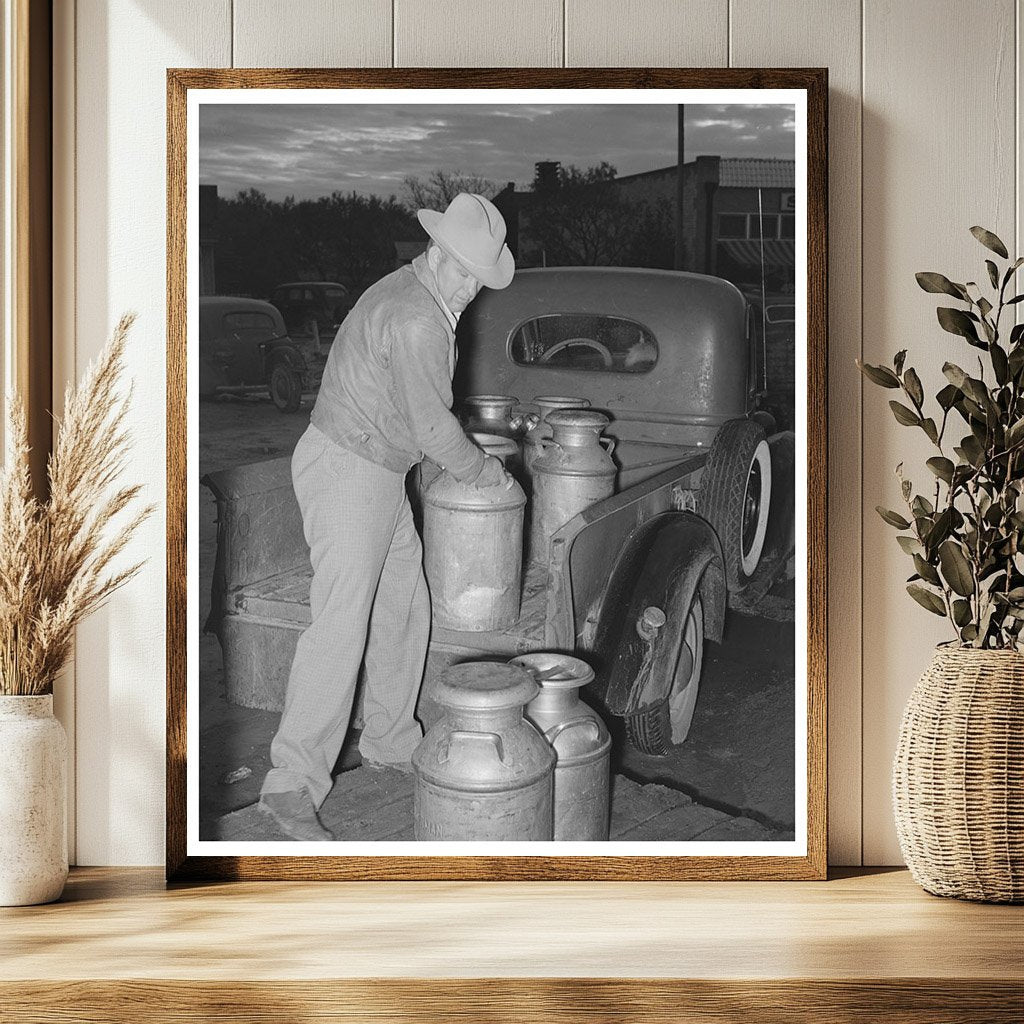 Farmer Unloading Milk at San Angelo Creamery 1939