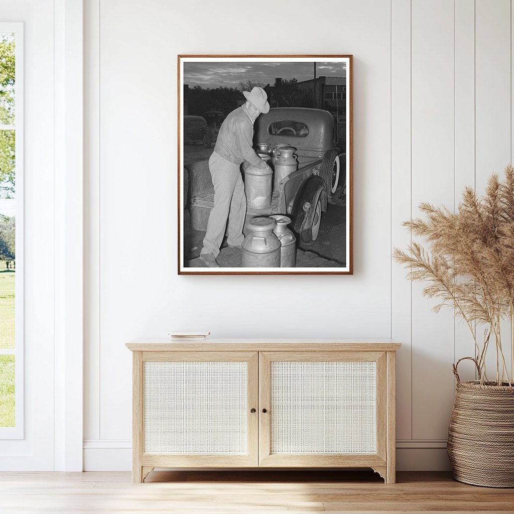 Farmer Unloading Milk at San Angelo Creamery 1939