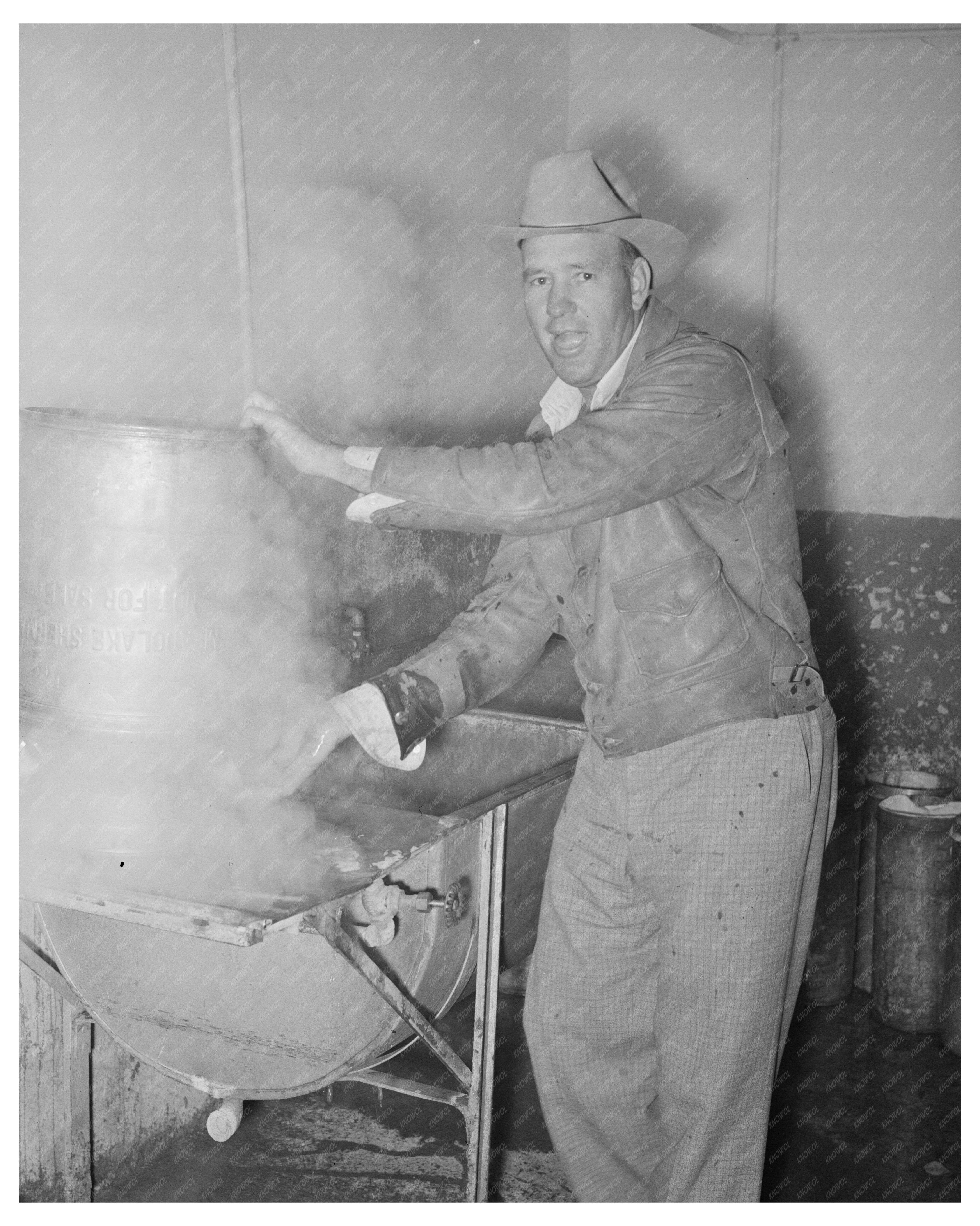 Farmer Steaming Milk Cans San Angelo Texas 1939